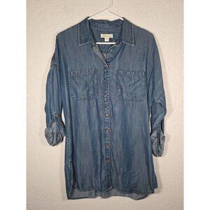 Coldwater Creek Small (8)Denim Chambray Long Sleeve Button Down Shirt Women's